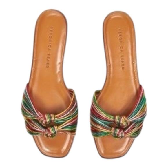 Veronica Beard Gemma Rainbow Metallic Knotted Flat Slide 36.5 6.5 - Picture 1 of 8